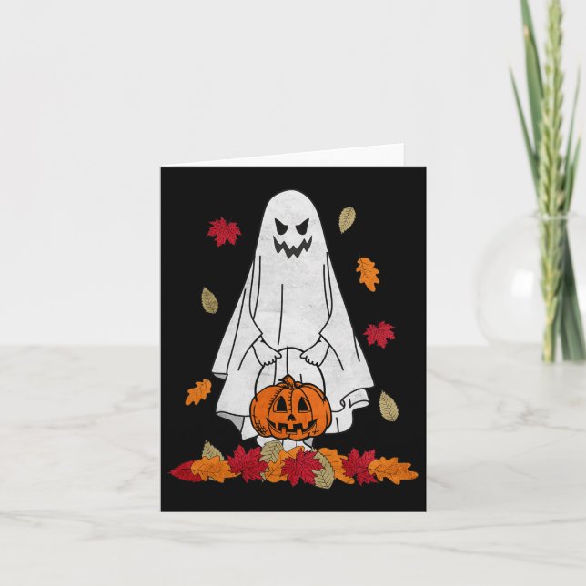 Herbstgeister mit KürkenkHalloween-Herbstlauben Tr Karte (Vorderseite)