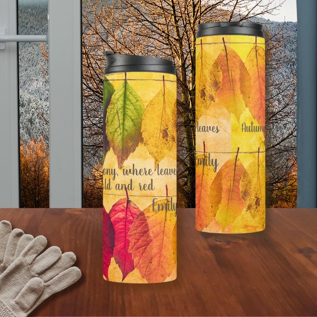 Herbstgelb-braune Blätter Herbst Inspiration Thermosbecher (Von Creator hochgeladen)