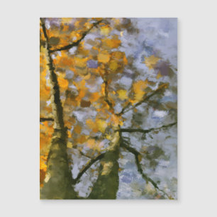 Herbstgelbe Blätter Wasserfarben Magnetkarte