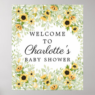 Herbstgelbe Sonnenblume Babydusche Begrüßungszeich Poster