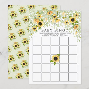 Herbstgelbe Sonnenblume BINGO Babyduschenspiel Einladung