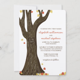 Herbstgemeißelbaum und Blätter Einladung zur Hochz