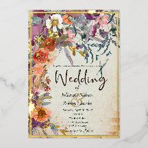 Herbstgemischtfarbene Hochzeit mit Blumen