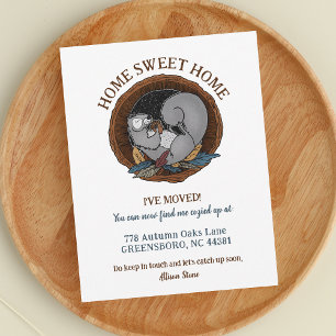 Herbstgemütliches Eichhörnchen, neue Adresse Ankündigung