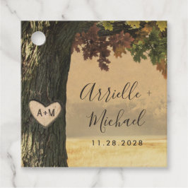 Herbstgeschnitzter Eichenbaum Land Rustikale Gastg Geschenkanhänger