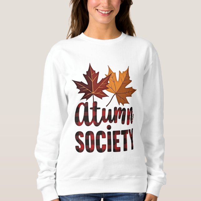 Herbstgesellschaft Karierter Fall Sweatshirt (Vorderseite)