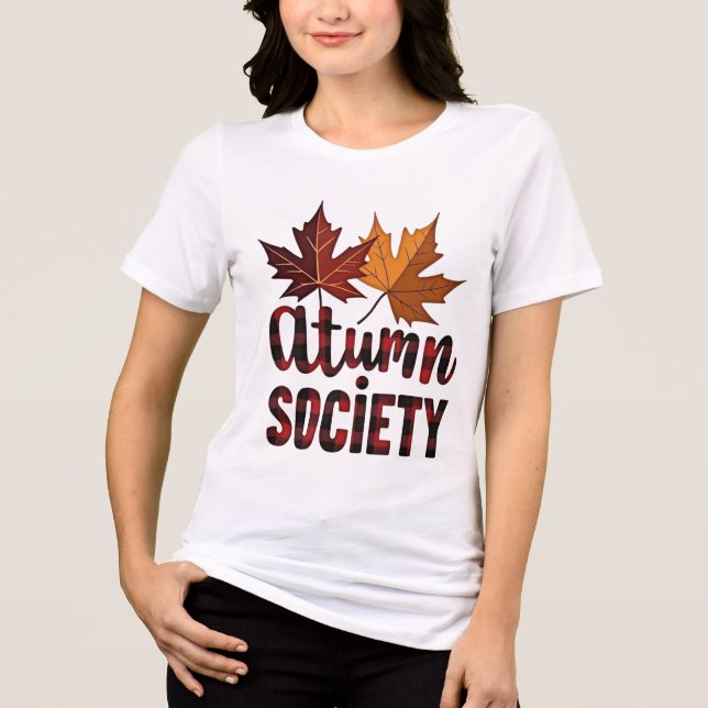 Herbstgesellschaft Karierter Fall Tri-Blend Shirt (Vorderseite)