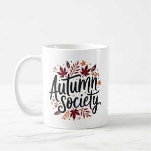 Herbstgesellschaft Rustikale Blätter Typografie He Kaffeetasse