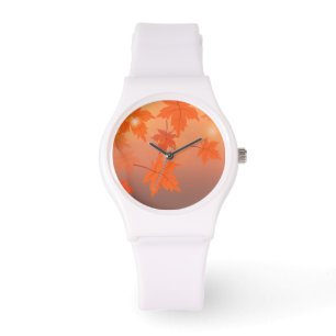 Herbstgestaltung mit Ahorn-Blätter und Bukett-Effe Armbanduhr