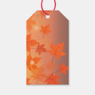 Herbstgestaltung mit Ahorn-Blätter und Bukett-Effe Geschenkanhänger