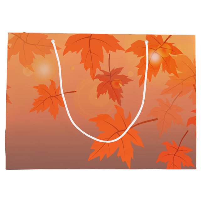 Herbstgestaltung mit Ahorn-Blätter und Bukett-Effe Große Geschenktüte (Rückseite)