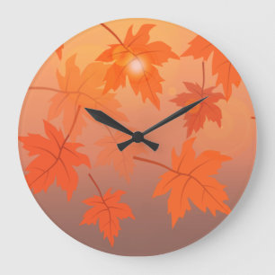 Herbstgestaltung mit Ahorn-Blätter und Bukett-Effe Große Wanduhr