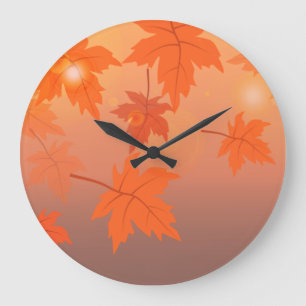 Herbstgestaltung mit Ahorn-Blätter und Bukett-Effe Große Wanduhr