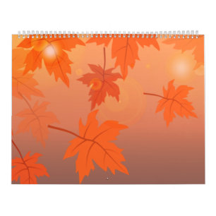 Herbstgestaltung mit Ahorn-Blätter und Bukett-Effe Kalender