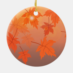 Herbstgestaltung mit Ahorn-Blätter und Bukett-Effe Keramik Ornament