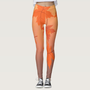Herbstgestaltung mit Ahorn-Blätter und Bukett-Effe Leggings