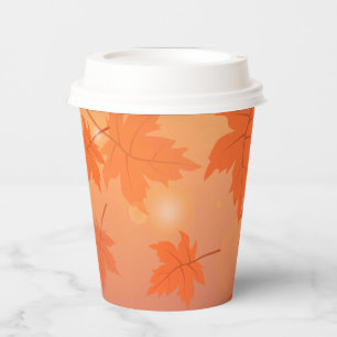 Herbstgestaltung mit Ahorn-Blätter und Bukett-Effe Pappbecher