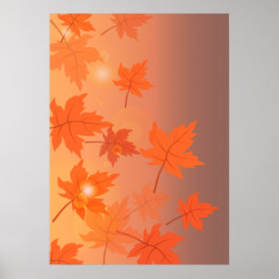 Herbstgestaltung mit Ahorn-Blätter und Bukett-Effe Poster