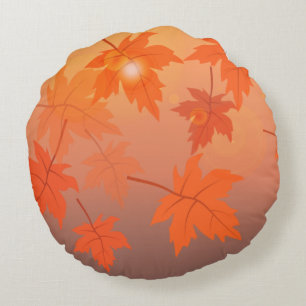 Herbstgestaltung mit Ahorn-Blätter und Bukett-Effe Rundes Kissen