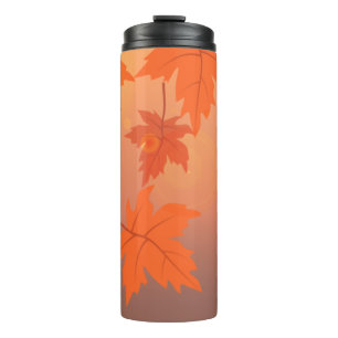 Herbstgestaltung mit Ahorn-Blätter und Bukett-Effe Thermosbecher
