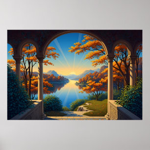 Herbstglanz hinter dem Bogen Poster