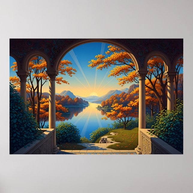 Herbstglanz hinter dem Bogen Poster (Vorne)