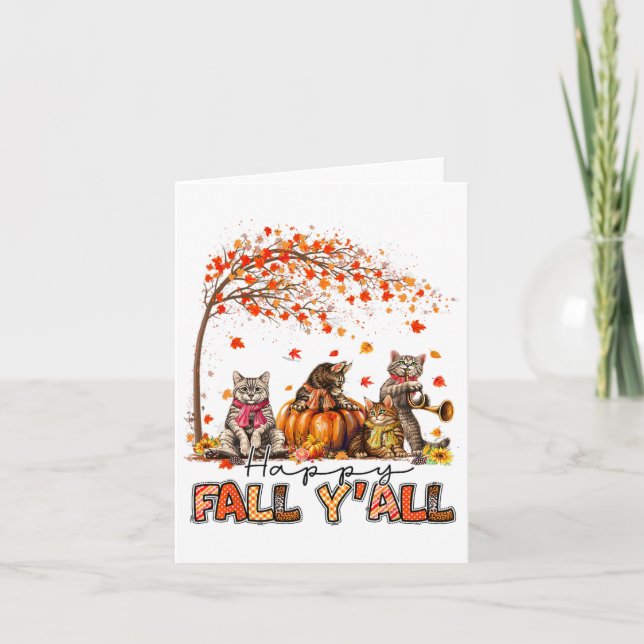 Herbstglückliche Herbst-Yallkatzen Herbst Lover Pu Karte (Vorderseite)
