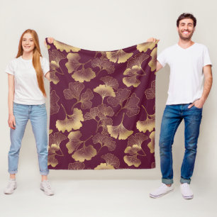 Herbstgold-Ginkgoblatt-Muster Fleecedecke