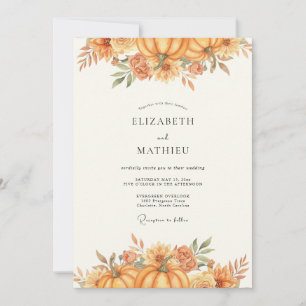 Herbstgold-Kürbis-Eukalyptus-Hochzeit Einladung