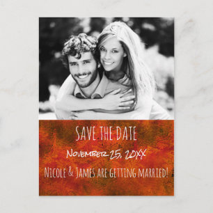 Herbstgold SAVE THE DATE Rustikale Hochzeitsfoto Ankündigungspostkarte