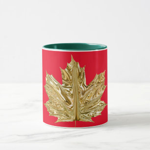 Herbstgoldfarbene Ahornblattfallen metallisches Au Tasse