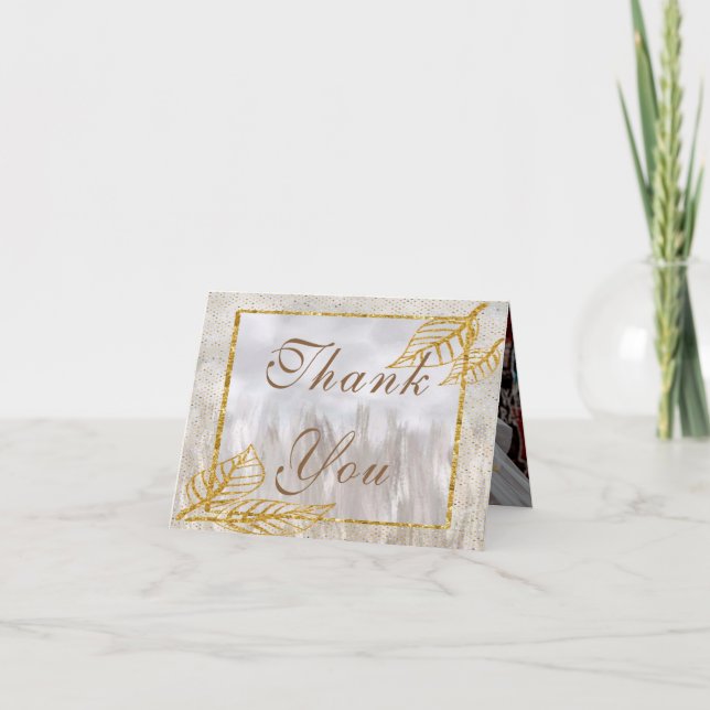 Herbstgoldkastanienhochzeit - Blätter Dankeskarte (Vorderseite)