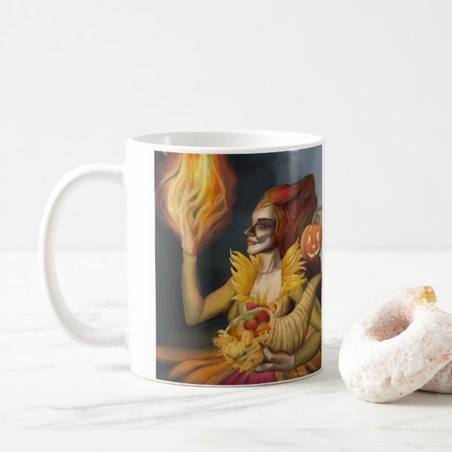 Herbstgöttin Kaffeetasse (Mit Donut)