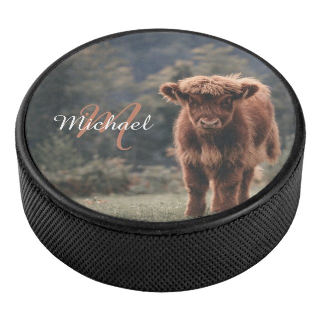 Herbstgras-Monogramm für Höllenkälber Eishockey Puck (3/4)