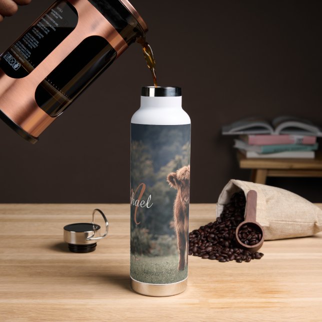 Herbstgras-Monogramm für Höllenkälber Trinkflasche (Kaffee)