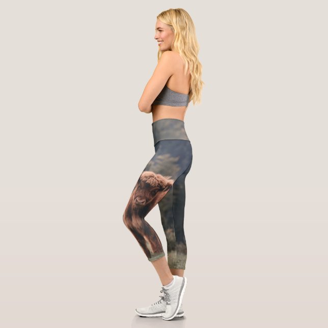 Herbstgrasfeld für Rinder Capri Leggings (Links)