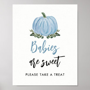 Herbstgrün Blaue Kürbisbabys sind süße Leckereien  Poster