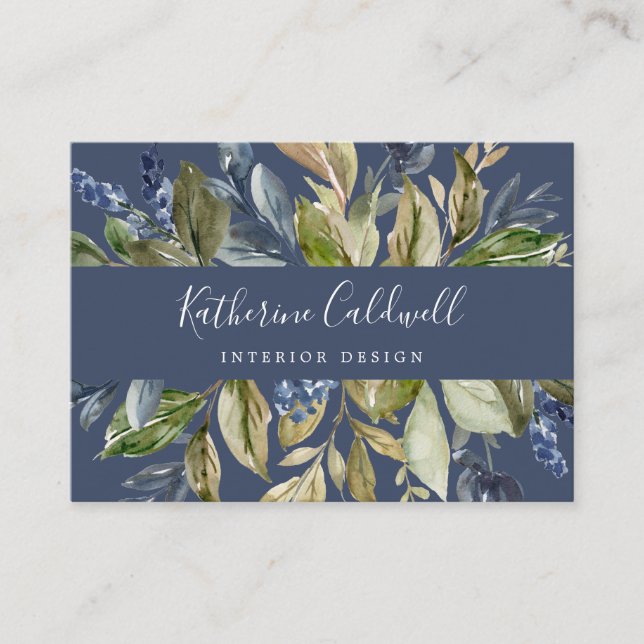 Herbstgrün | Navy Business Card Visitenkarte (Vorderseite)