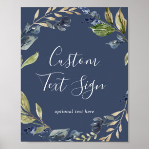 Herbstgrün Navy Custom Text Sign Poster