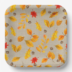 Herbstgutschriften und Blätter Pappteller