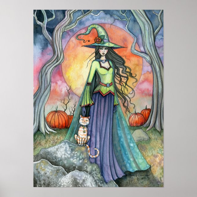 HerbstHalloween Hexenkunstposter drucken Poster (Vorne)