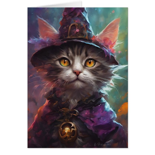 HerbstHalloween Kitten in einem Hexenkostüm (Vorne)