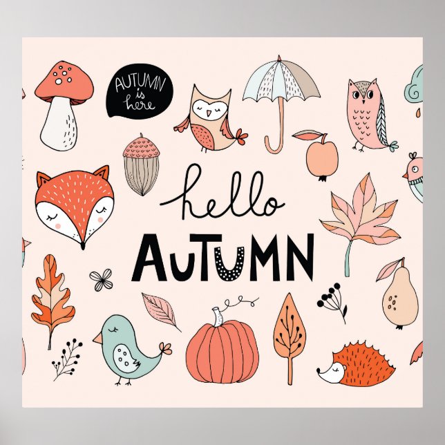 Herbsthandgezeichnet, Saisonsammlung. Poster (Vorne)