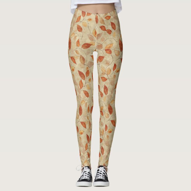 Herbsthauch - Herbstlaub in warmen Erdtönen Leggings (Vorderseite)