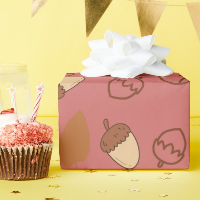 Herbsthazelnut Nahtlose Umschlagpapier für Herbst Geschenkpapier (Geburtstagsparty)