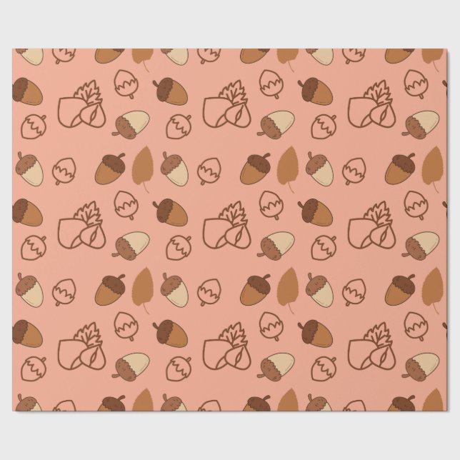 Herbsthazelnut und Leaf Nahtlose Umschlagpapier Geschenkpapier (Saum)