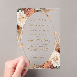 Herbsthochzeit Boho Floral Oval | Acryleinladungen