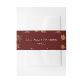 Herbsthochzeit in Burgund und Gold-Leaf Einladungsbanderole