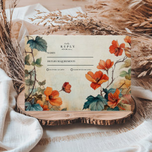 Herbsthochzeit mit hängenden Blumen RSVP Karte