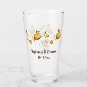 Herbsthochzeit mit Namen und Datum in der Liebe Glas